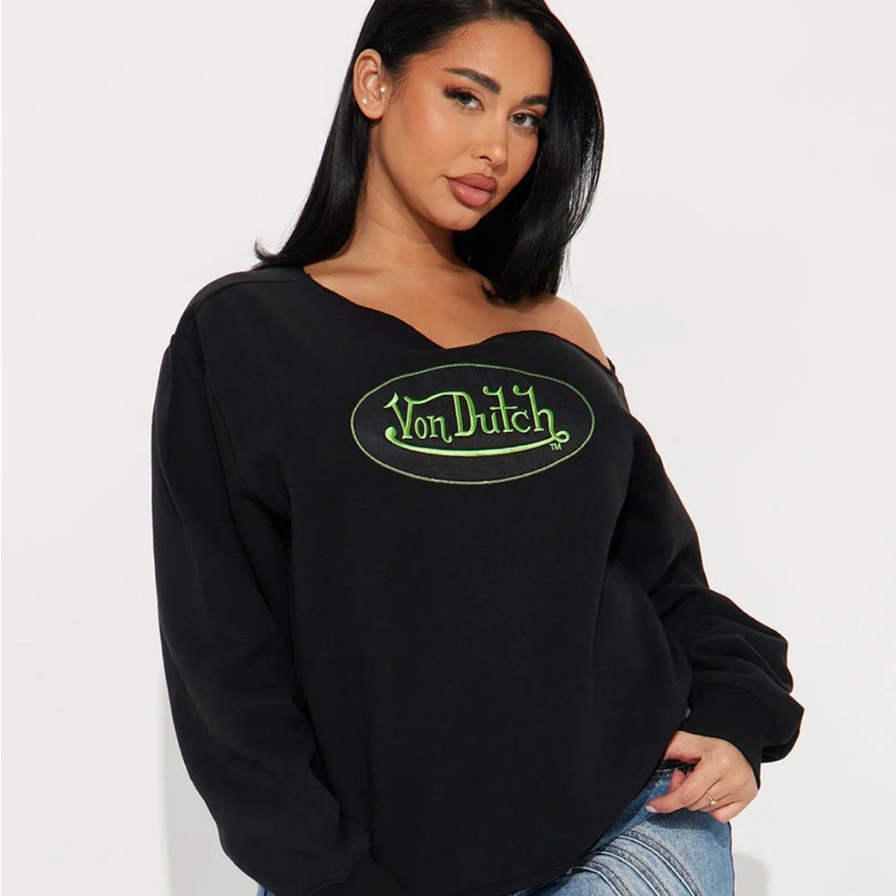 Von Dutch Black Sweatshirt with Green Logo
